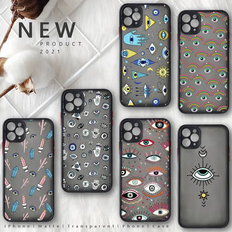 

Lucky Eye Blue Evil Eye Print Phone Case matte transparent For iphone 7 8 11 12 plus mini x xs xr pro max cover