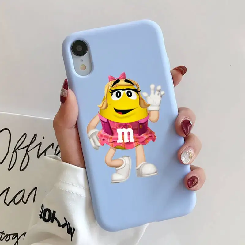 

color lovely M&Ms Chocolate Phone Case for iPhone 12 mini pro max 11 Pro Max X XR XS 8 7 6s Candy Blue Silicone Case