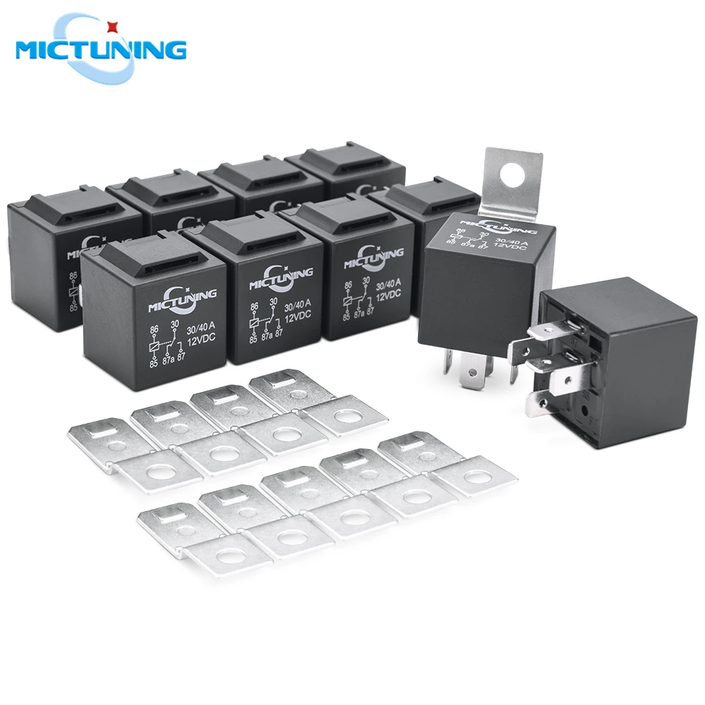 MICTUNING 10 шт./компл. 5 pin SPDT релейный светодиодный светильник сменные реле DC 12V 30/40 Amp