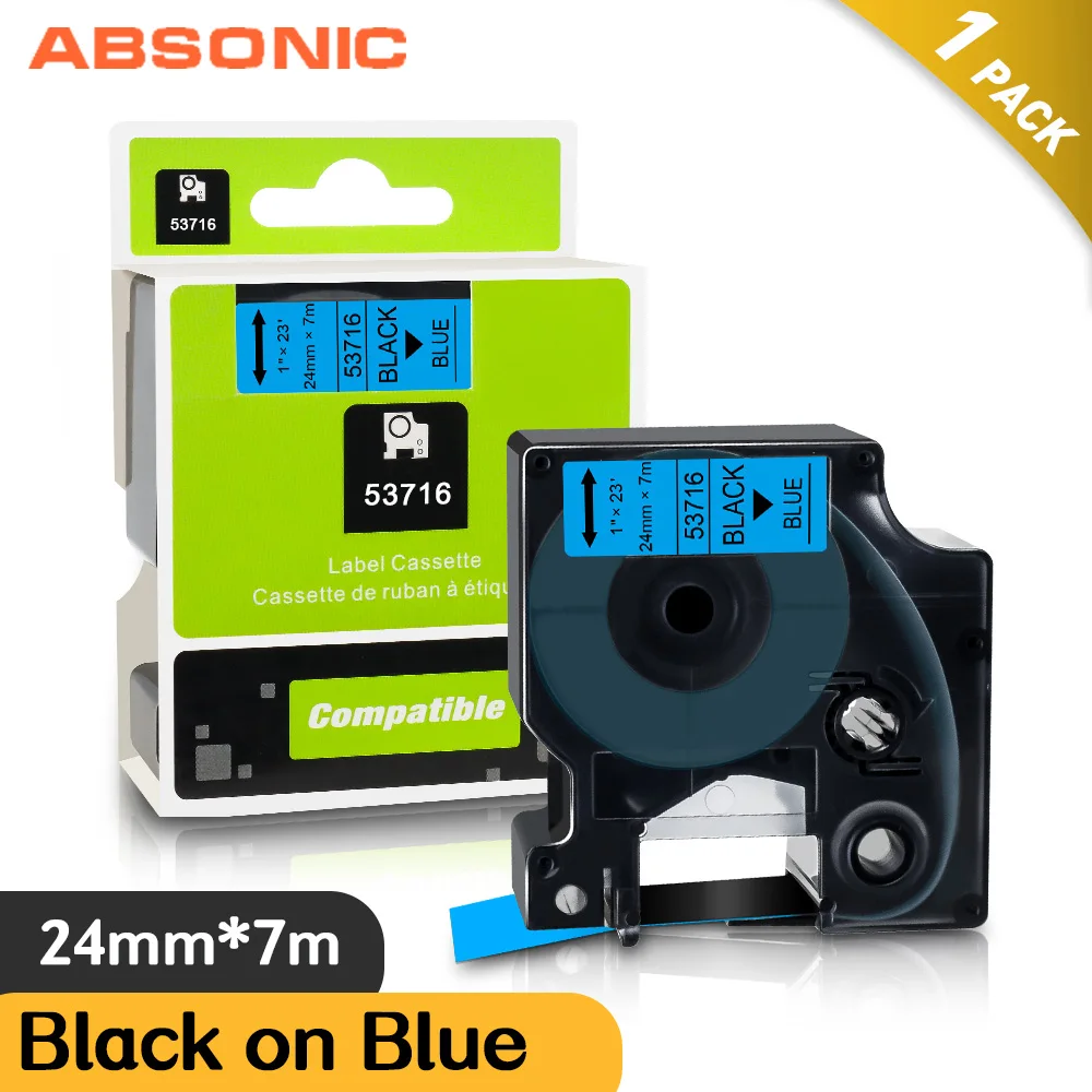 

Black on Blue 24mm Printer Ribbon Replace Dymo D1 Tape 53716 Label Tape for Dymo Label Printer LabelWriter 450 LM500TS Machine