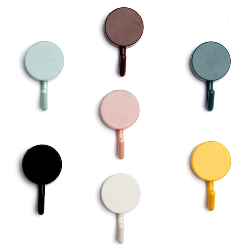 

10pcs Solid Color Free Punching Door Without Trace Nail Small Bathroom Hook Clothes Hook Mounted Wall Hook Wall Hooks Decorative