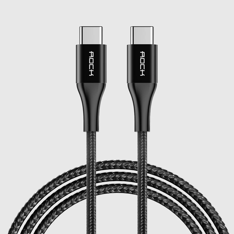 Кабель ROCK usb type C-type C для Macbook pro, кабель для зарядки данных type-c-USB C, кабель для мобильного телефона SAMSUNG, Xiaomi, HUAWEI