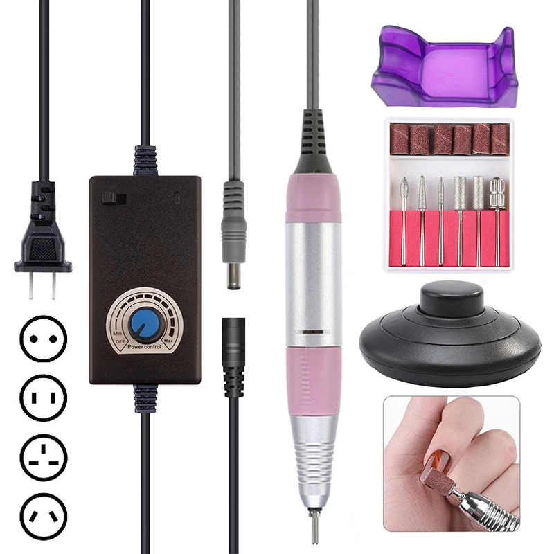 Электрическая дрель для ногтей набор маникюра и педикюра 35000 об/мин 2 сторонний с