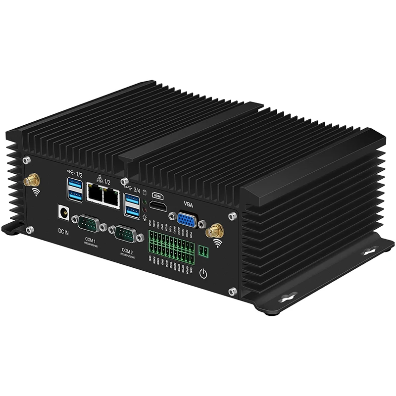 Безвентиляторный промышленный мини ПК Intel Core i5 8250U i7 7500U 2 * RS232/422/485 8 USB LAN HDMI VGA GPIO DDR4