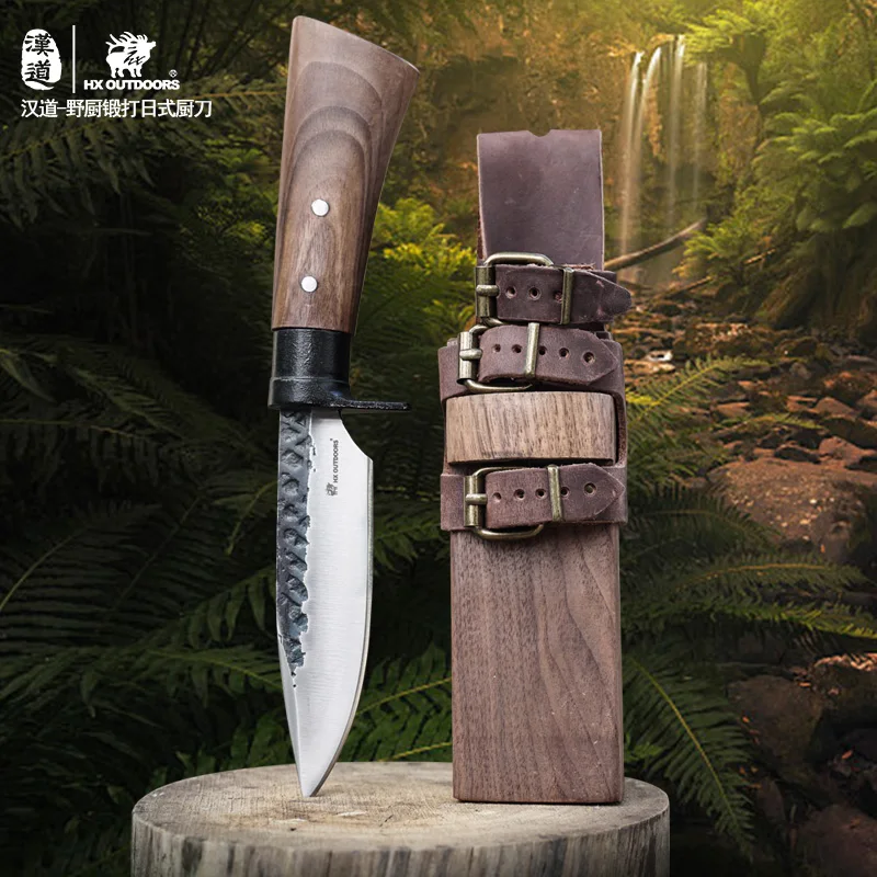 

HX OUTDOORS Carbon Steel Forged Knife Wood Handle Survival Rescue Kitchen Camping Knives With Wood Sheath EDC Tool, Dropshipping