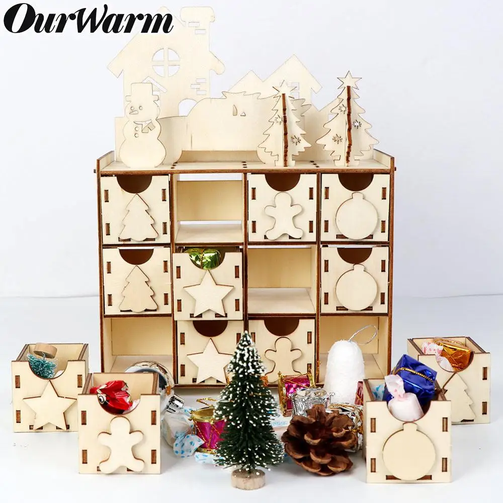 OurWarm DIY Рождество обратный отсчет Advent календарь год деревянные светодиодные часы обратного отсчета украшения дома Рождество DIY Поставки