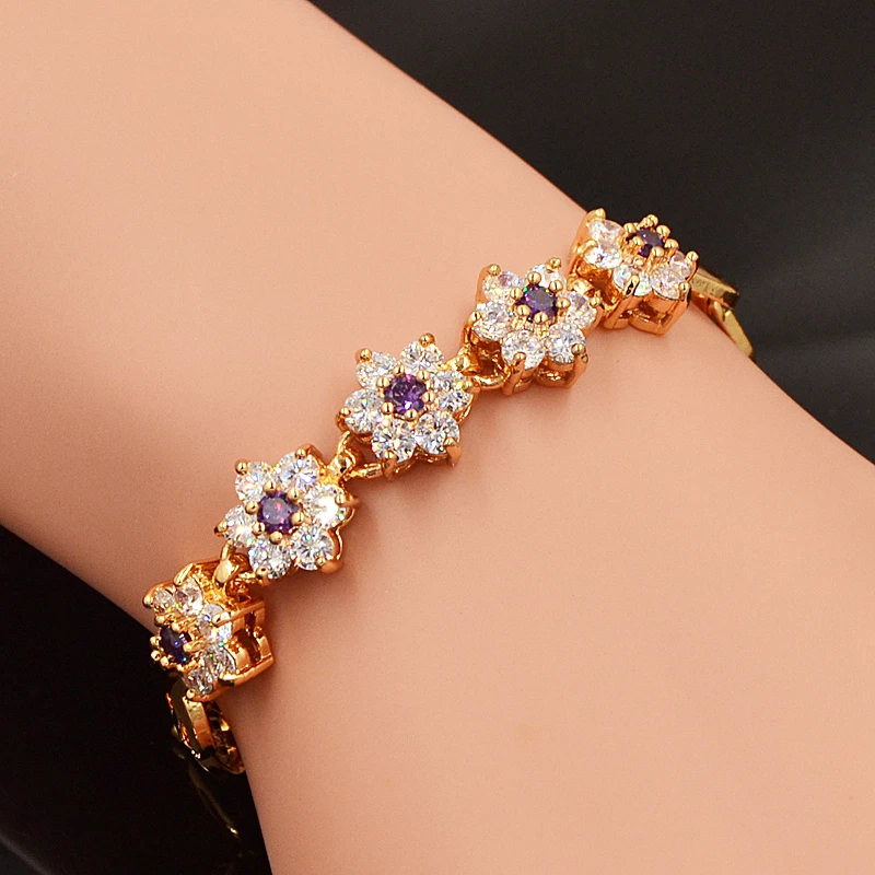 Модный женский браслет из кубического циркония с маленькими милыми цветами