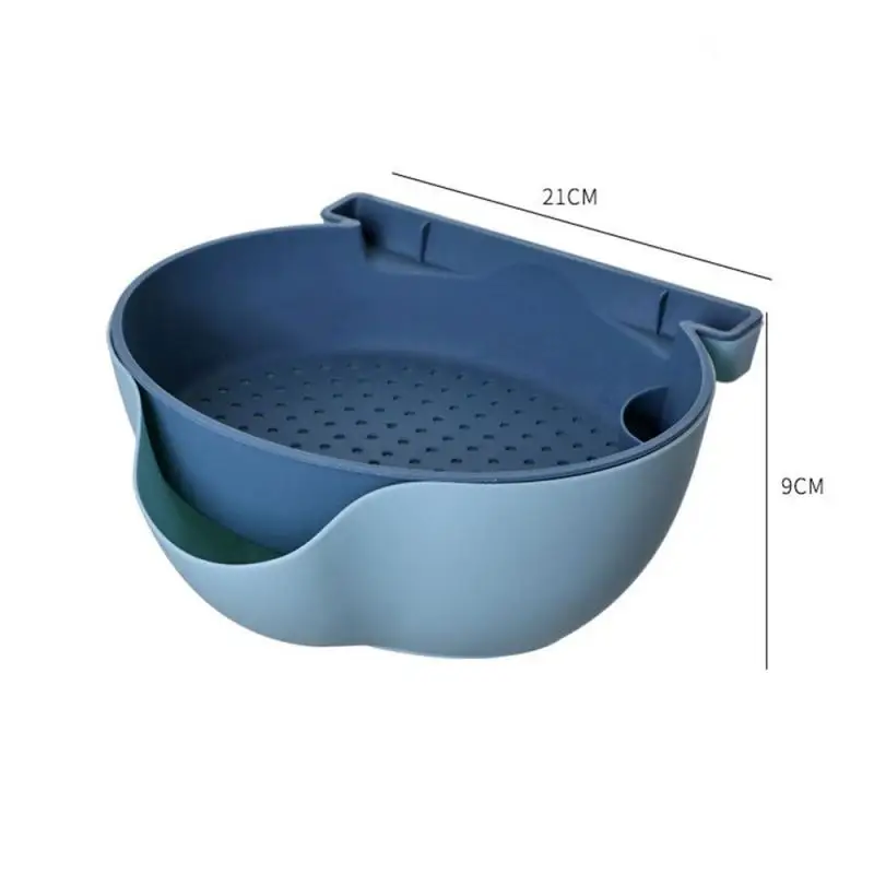 Double Drain Basket Bowl Rice Washing Kitchen Sink Strainer Noodles Vegetables Fruit Gadget Plastic Lazy Artifact | Дом и сад