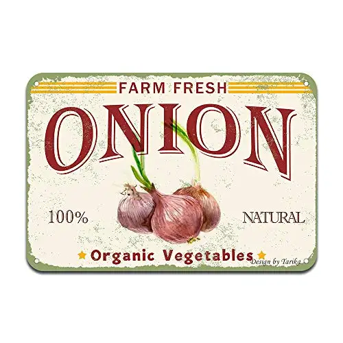 

Farm Fresh Onion 100% Nature Organic Vegetables Iron Poster Painting Tin Sign Vintage Wall Decor for Cafe Bar Pub Home Beer Deco