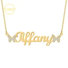 Ожерелья с именем бабочки на заказ для женщин Золотая цепочка из нержавеющей стали ожерелья украшенная бабочкой подарки