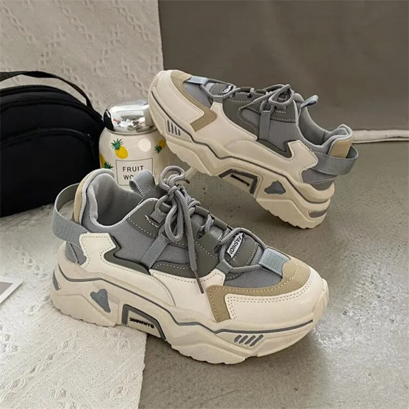 Кроссовки женские на платформе Вулканизированная подошва кроссовки в Корейском