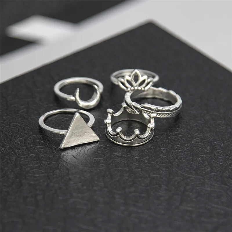 10 шт./компл. Ретро стиль серебряный цвет треугольник луна сердце цветок корона