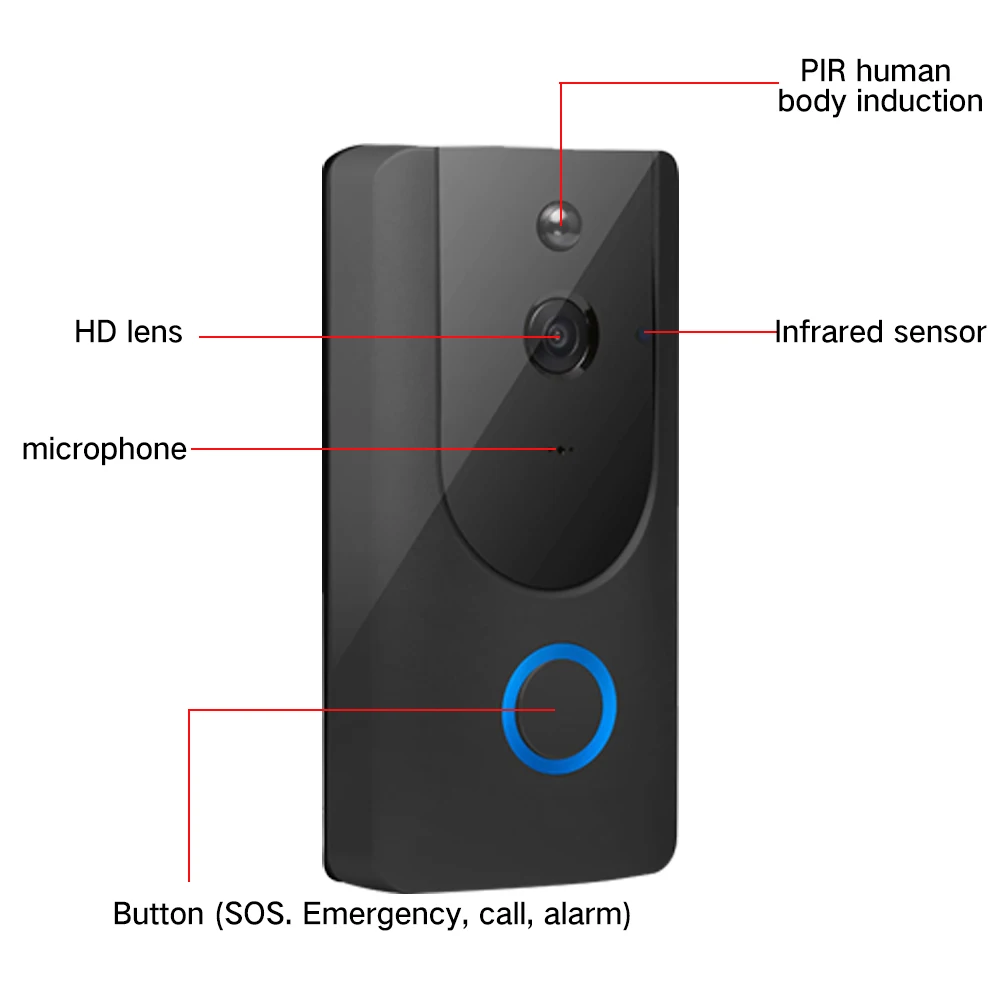 

Smart WiFi HD Video Doorbell Camera Visual Intercom With IR Night vision IP Door Bell Wireless Home Apartments Security Camera H