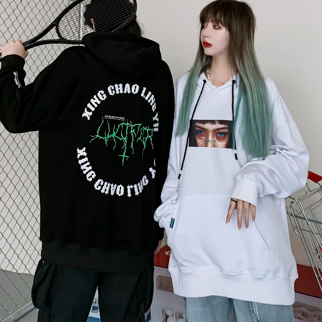 LACIBLE свирепый волк с принтом глаза в стиле Харадзюку толстовка мужская уличная