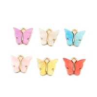 fashion butterfly charms for women gold color colorful charms pendants for female jewelry making accessories 15mm x 13mm10 pcs