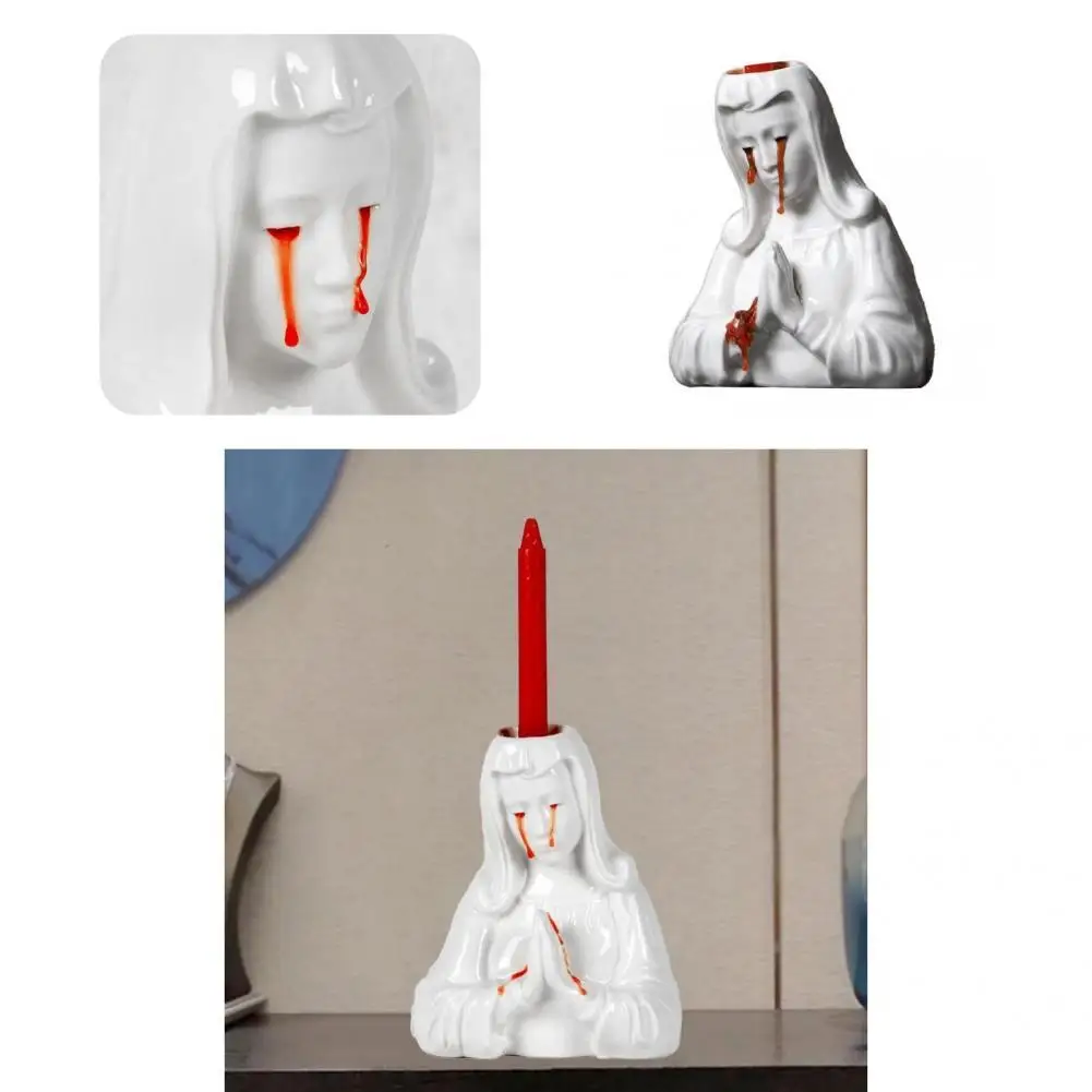 

White Beauty Art Craft Crying Mary Candle Holder Decor Compact Candle Base Aesthetic for Home