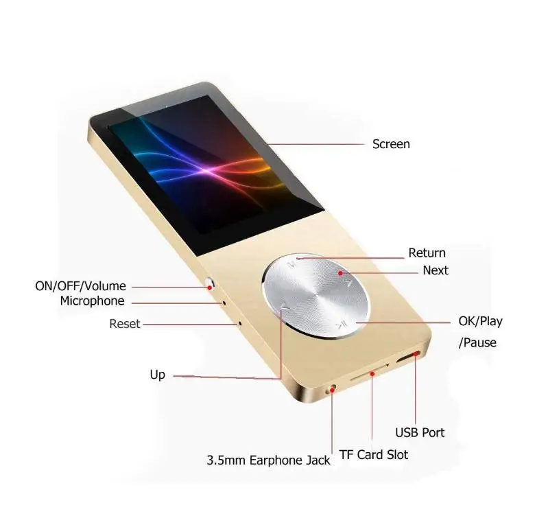 Mp3-плеер из сплава 16 ГБ с Built-in динамиком Hi-Fi плеер Walkman mp 4 плеера видео музыка без