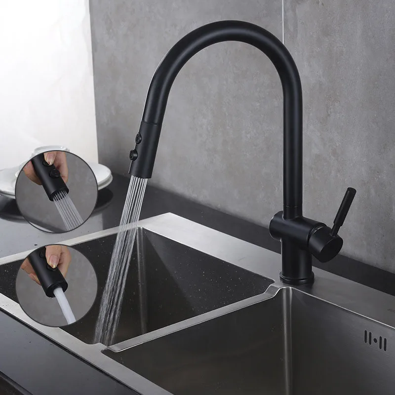 Кухонный кран с выдвижной ручкой распылитель смеситель краны для горячей и