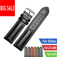 carlywet 18 20 22mm handmade leather vintage black red green wrist watch band strap belt for citizen omega rolex tag heuer
