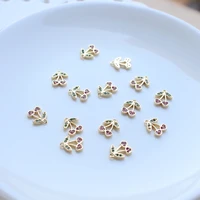 14k gold plated jewelry zircon cherry shape pendant bracelet necklace pendant diy handmade jewelry small parts accessories