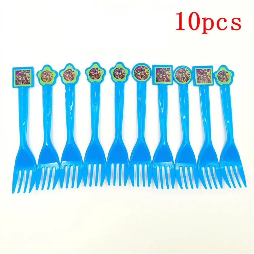 10pc Fork 20 шт./набор, подростковые вечерние салфетки с изображением черепашек-ниндзя, украшения для мальчиков и принадлежности для дня рождения - Цвет: 10pc Fork