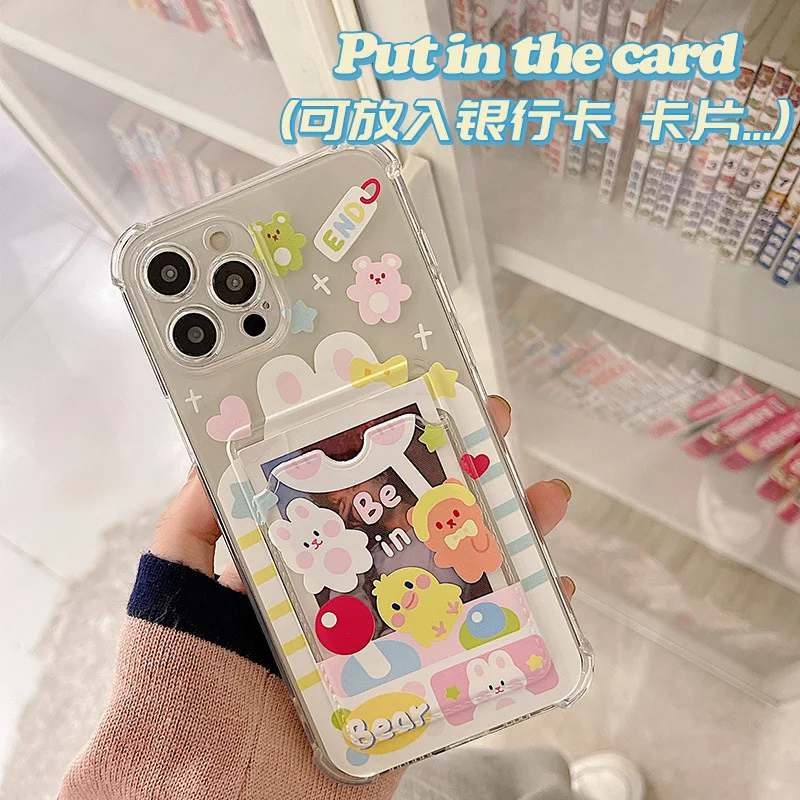 

Fashion for iphone13 12promax mobile phone case card package soft case iphone11 doll machine 78 card xrxs