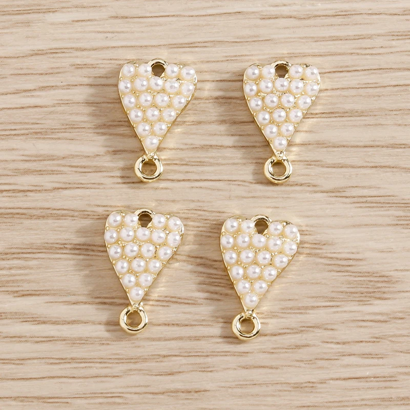 

5pcs 8*14mm Imitation Pearls Small Love Heart Charms Connectors Pendants for Necklaces Bracelets Earrings DIY Jewelry Making