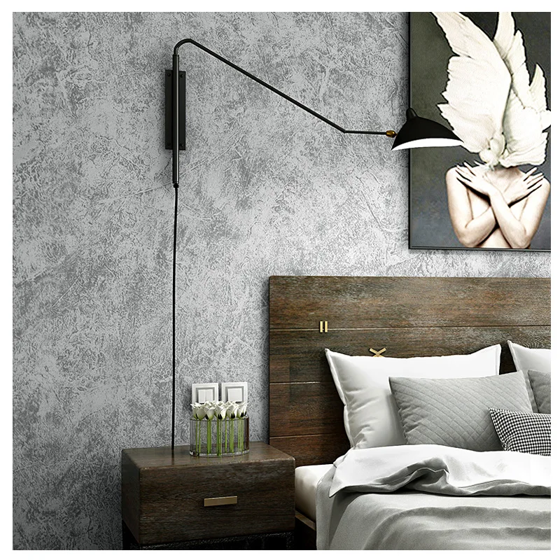 

Nordic Industrial Wind cement gray wallpaper modern simple solid color plain bedroom light gray clothing store wallpaper