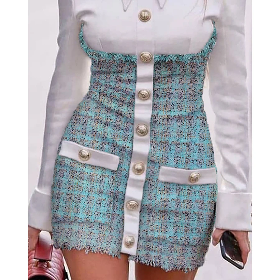 Новое женское элегантное платье с длинными рукавами шить однобортный костюм