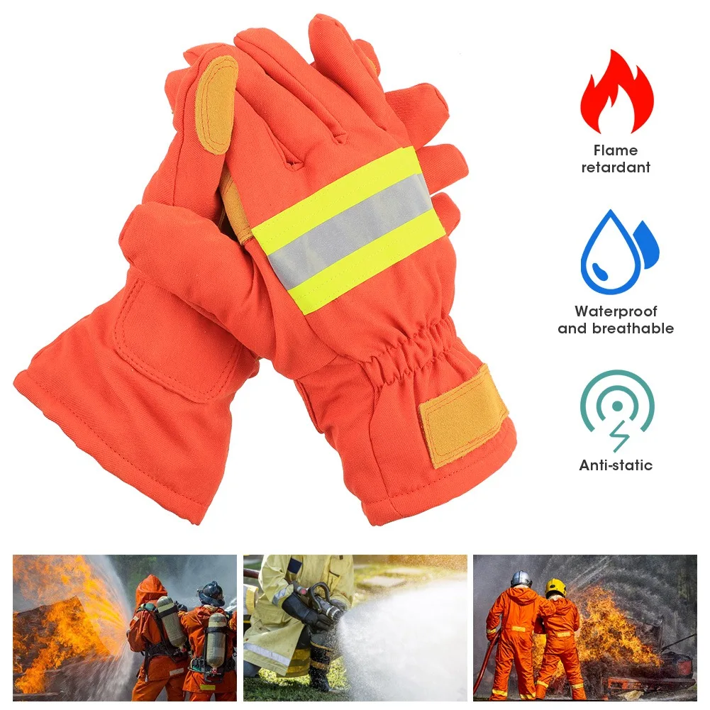 

2pcs Fire Proof Flame Retardant Firefighting Gloves Heat‑Resistant Waterproof Breathable Anti‑Static Firefighter Hand Protection