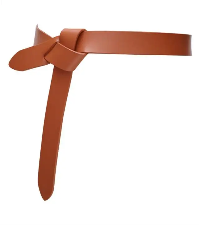 Newest Design knot cowskin belts for women soft real leather knotted strap belt long genuine dress accessories lady waistbands