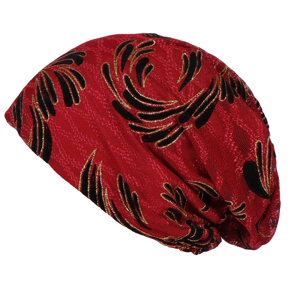 Мусульманский женский тюрбан с вышивкой листьев дышащая Кепка Chemo бандана