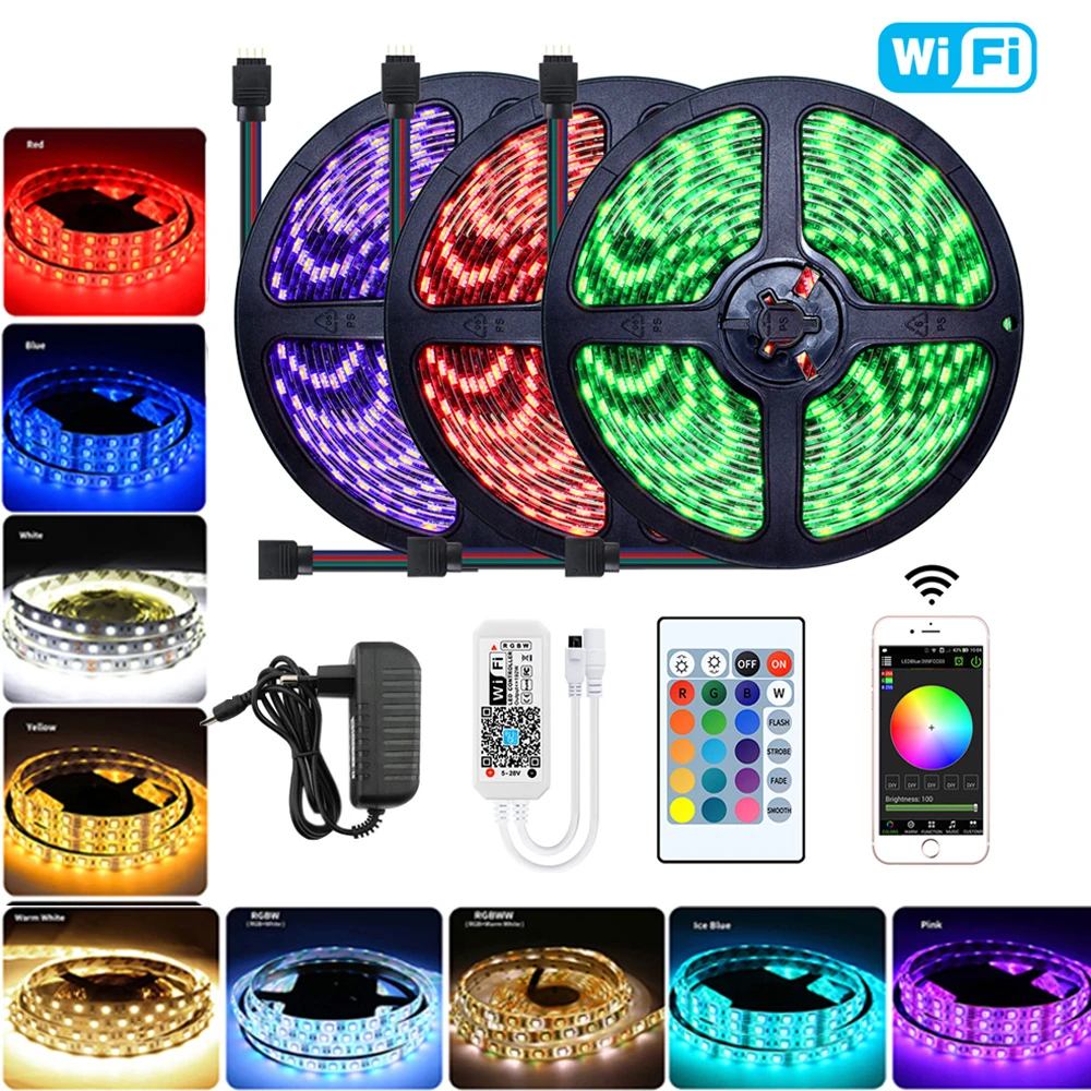 Светодиодная лента 1 м 2 3 5 10 SMD 5050 водонепроницаемая RGB 12 В адаптер питания набор