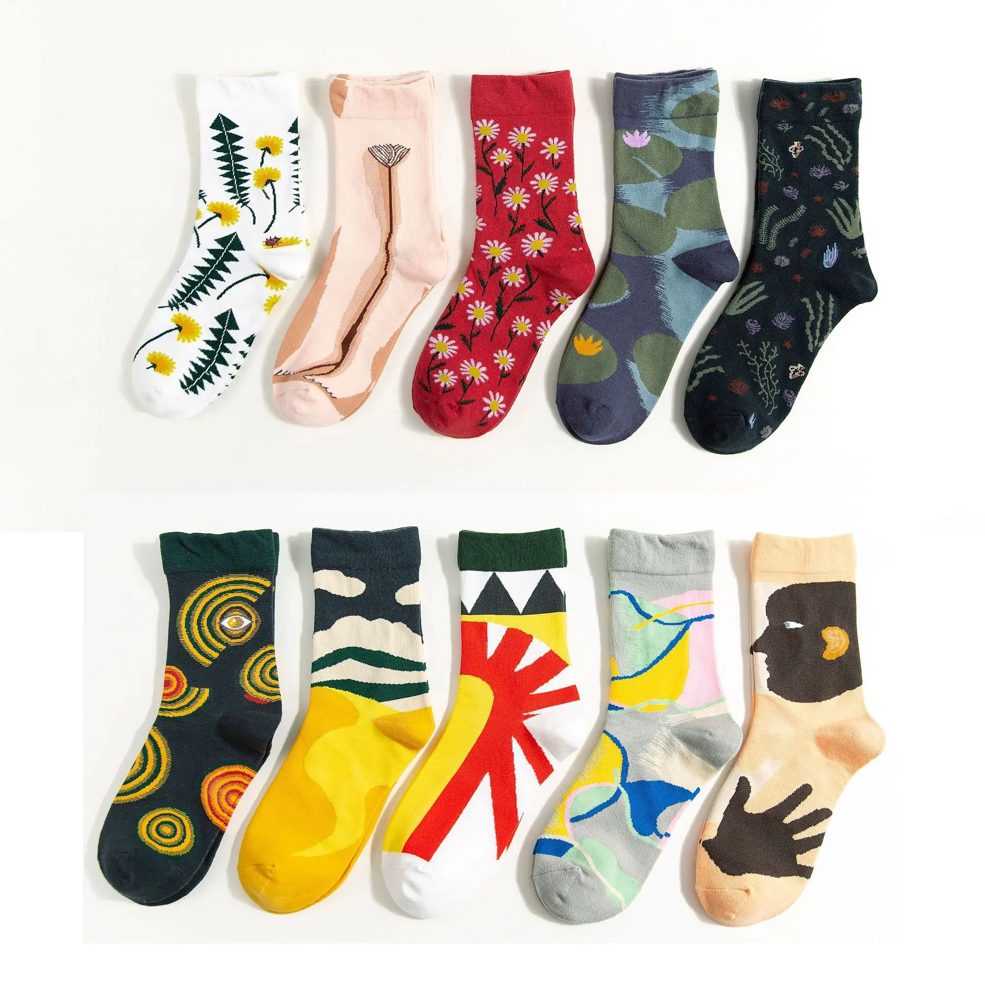 1 пара новых художественных носков женские осенние и зимние носки креативные