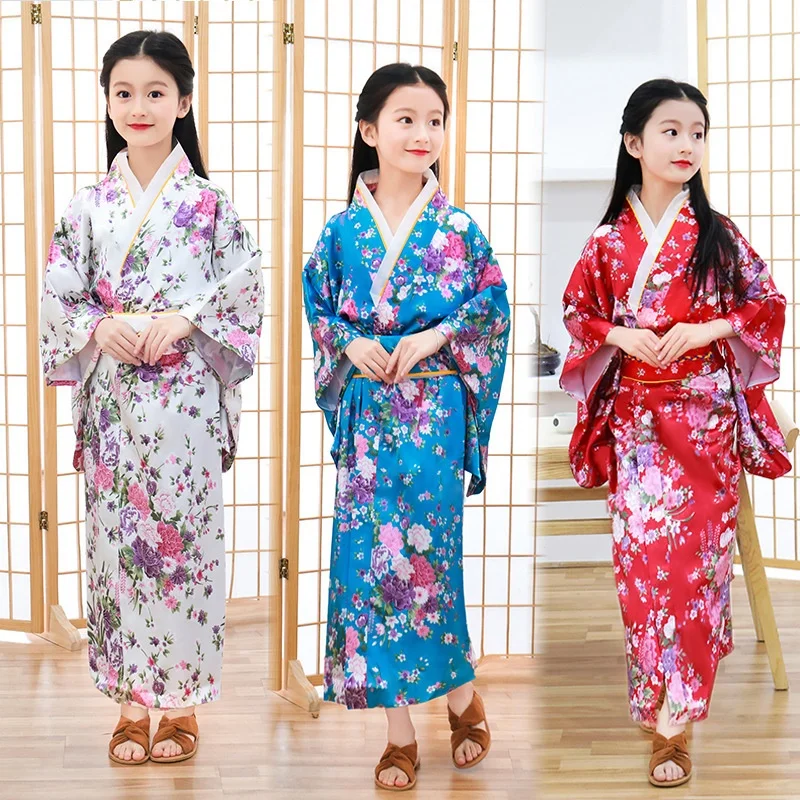 Кимоно платье японский стиль сексуальная Sakura Girl Haori Geisha костюм для женщин Yukata