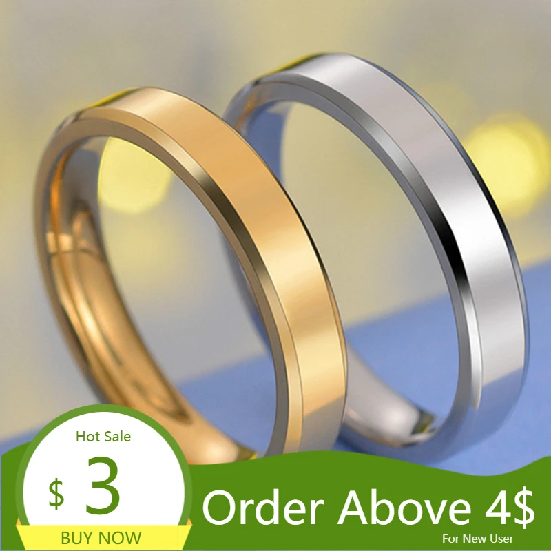 Visisap 4MM конические гладкой кольцо дропшиппинг Нержавеющая сталь простой 3 золотых