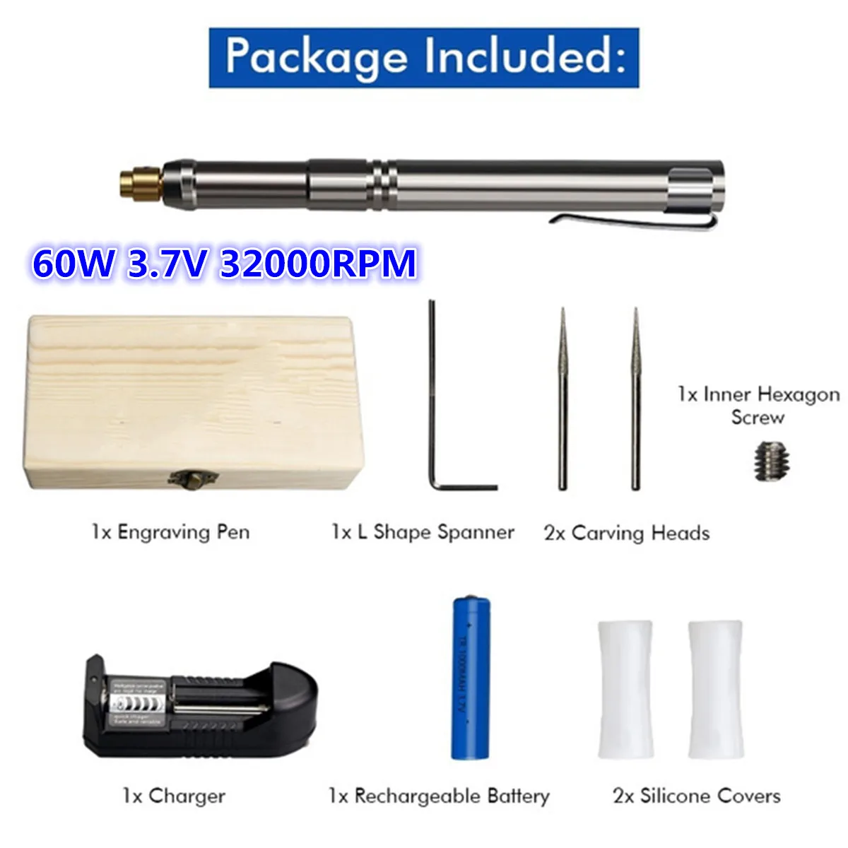 

Rechargeable Mini Engraving Pen 60W Electric Grinder Sander Polisher DIY Engraver Carve Tool Power Tool Accessories