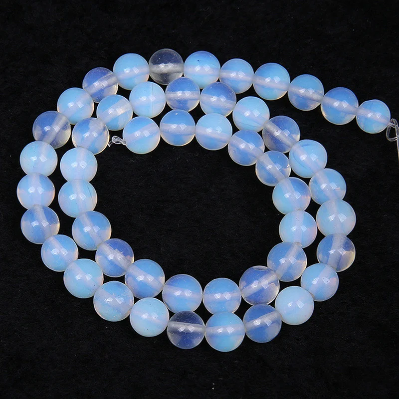 

1 strip Natural Stone Beads 6/8/10/12/14mm Round Opal Light Blue Crystal Quartz Stone Bead Loose Space Bead DIY Fashion Jewelry