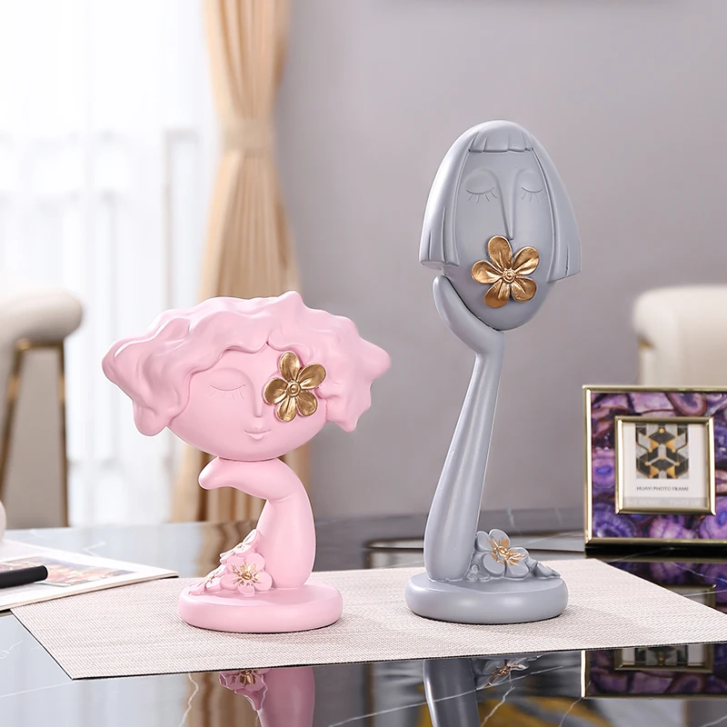 

Nordic Resin Characters Girl Sculpture Decor Home Livingroom TV Cabinet Figurines Crafts Children's Room Ornaments Artwork X4201