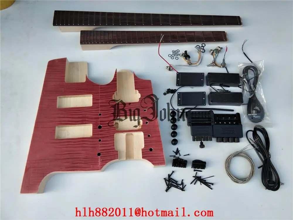 Незаконченный двойной шеи Безголовый электрогитара и бас без краски с