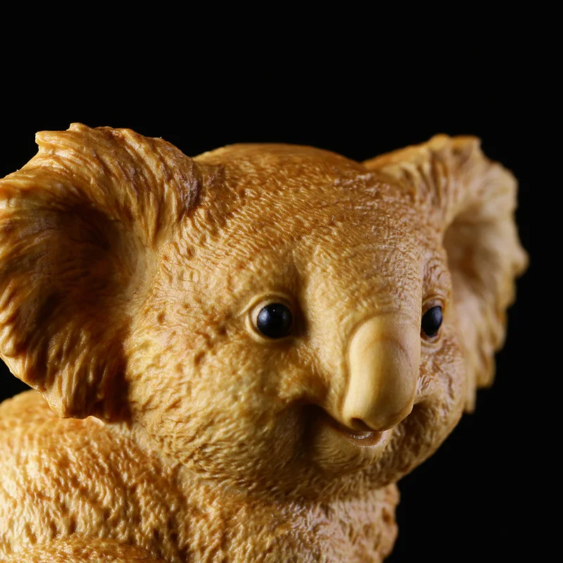 

Boxwood 6CM Koala Sculpture Cute Animal Wood Statue Lucky Collection Home Decor
