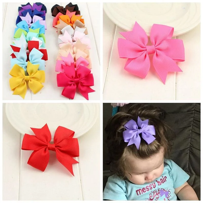 

1Pcs Bow hairpin color Solid grosgrain Ribbon with fish tail Bow Headwear Boutique Hair Clip Headware Kids Hair Accessories