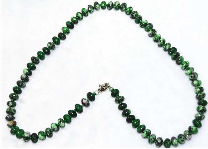 918 + Новый 5x8 мм зеленый красный рубиновый цоизит ожерелье 18&quot |