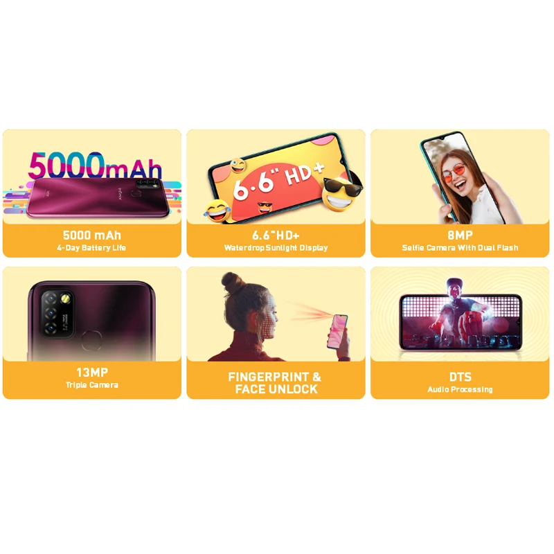 Infinix Hot 10 Lite глобальная версия 2 ГБ 32 смартфон 6 дюймов HD 1600*720P аккумулятор 5000 мАч
