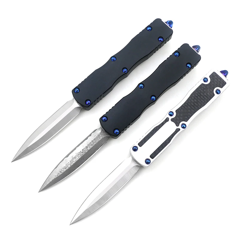 Murah SF Mikro D2 Baja Damaskus Otf Pisau Saku Penerbangan Aluminium T6160 Luar Ruangan EDC Couteau Taktis Berburu Navajas Hadiah Liburan