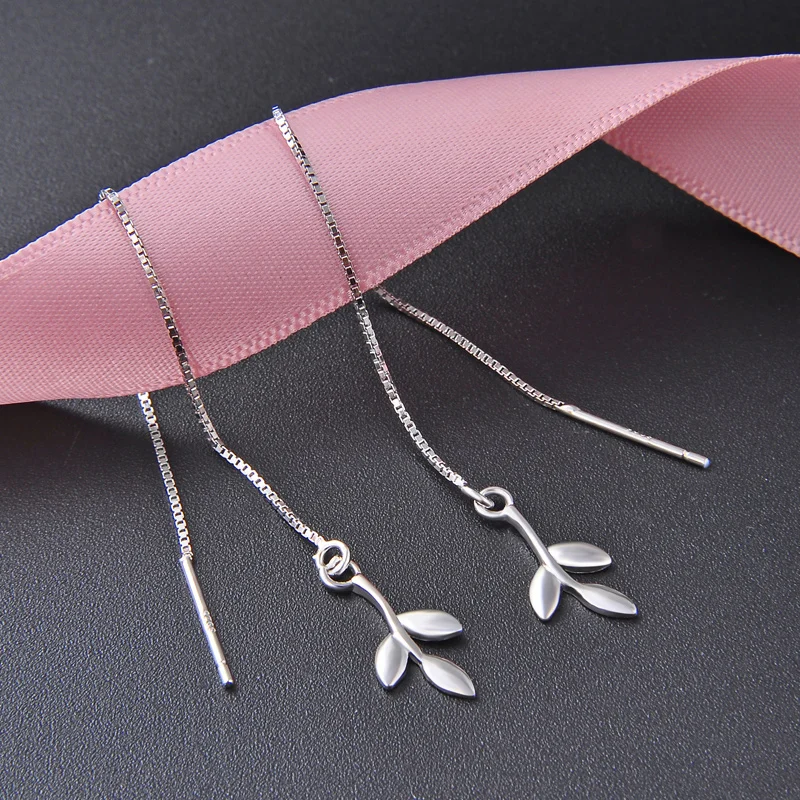 

Factory direct long s925 pure clover earrings Korean simple female jewelry earrings