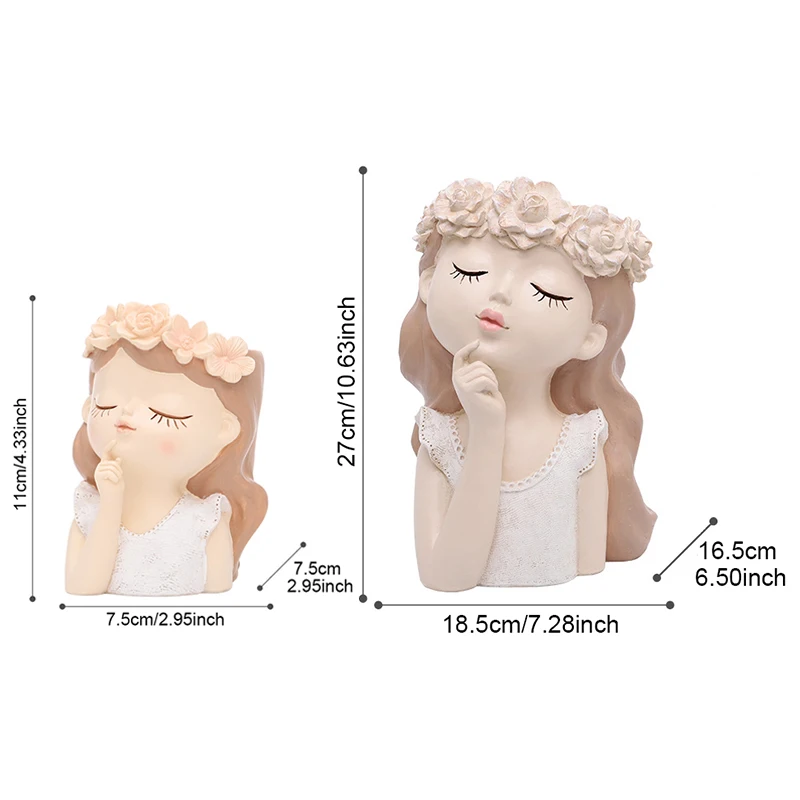 cartoons beauty human head sculpture vase lady small fresh portrait flower pots home storage organization decorative accessories free global shipping