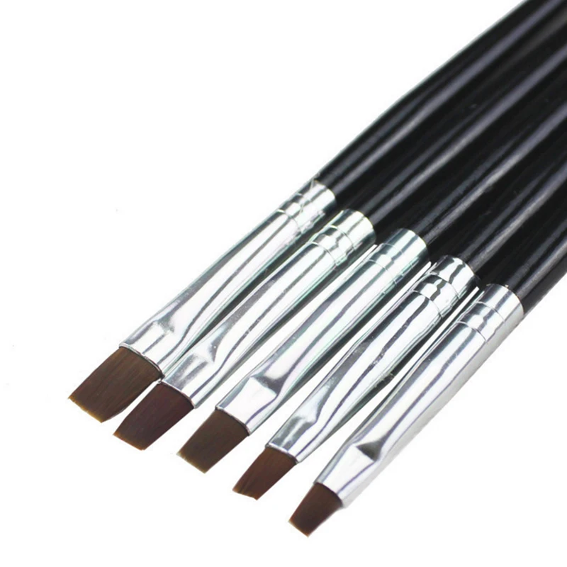 

5PCS/set Professional Nail Art Brush Flat Brush Kit Nail Art Drawing Brush DIY Acrylic UV Gel Salon Nail Pen Manicure Tool