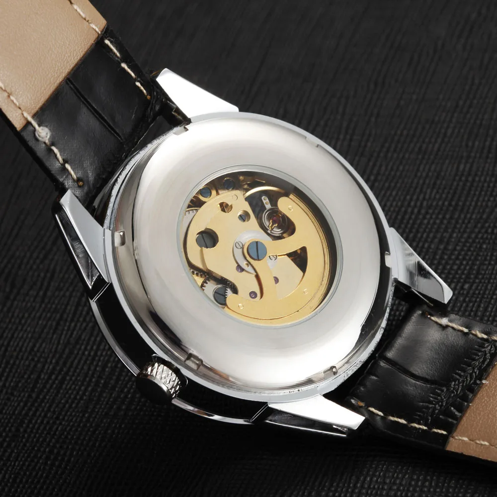 GOER мужские механические часы повседневные Роскошные Скелет автоматические