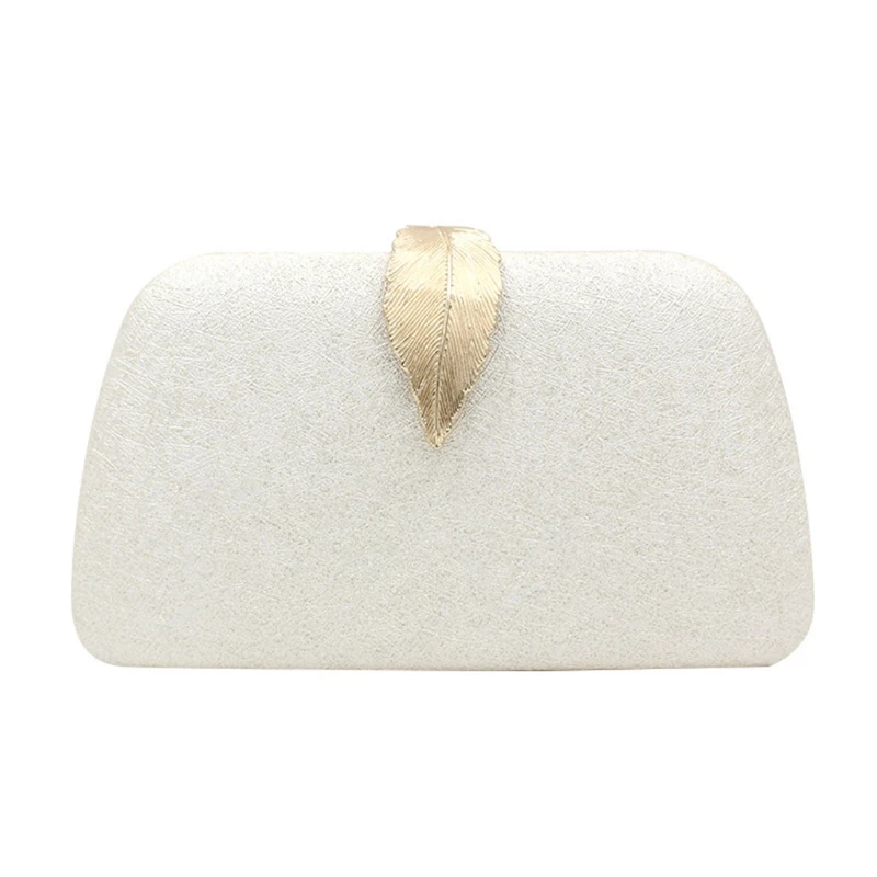 

Womens Evening Bag Elegant PU Clutch Bags Chain Strap Handbags Leaf Buckle Crossbody Bag Party Banquet Prom Purse